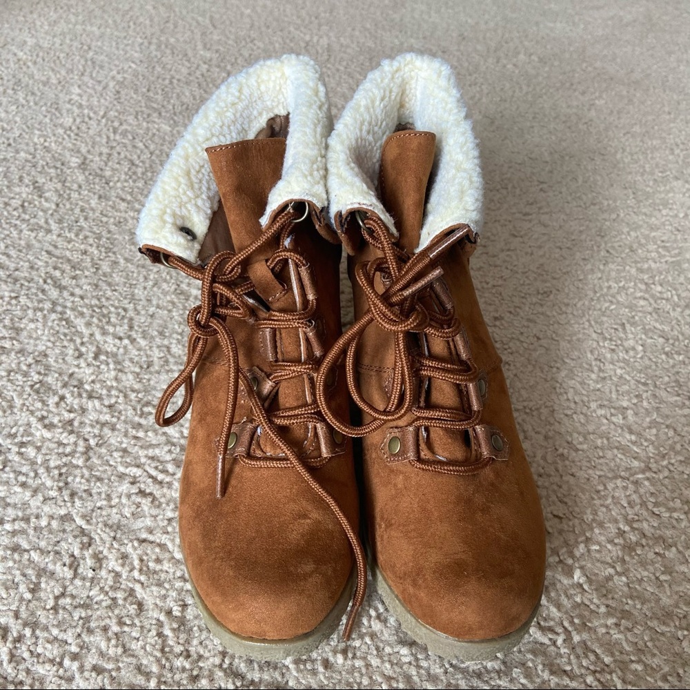 Sugar Khaki Faux Fur Boots NEW